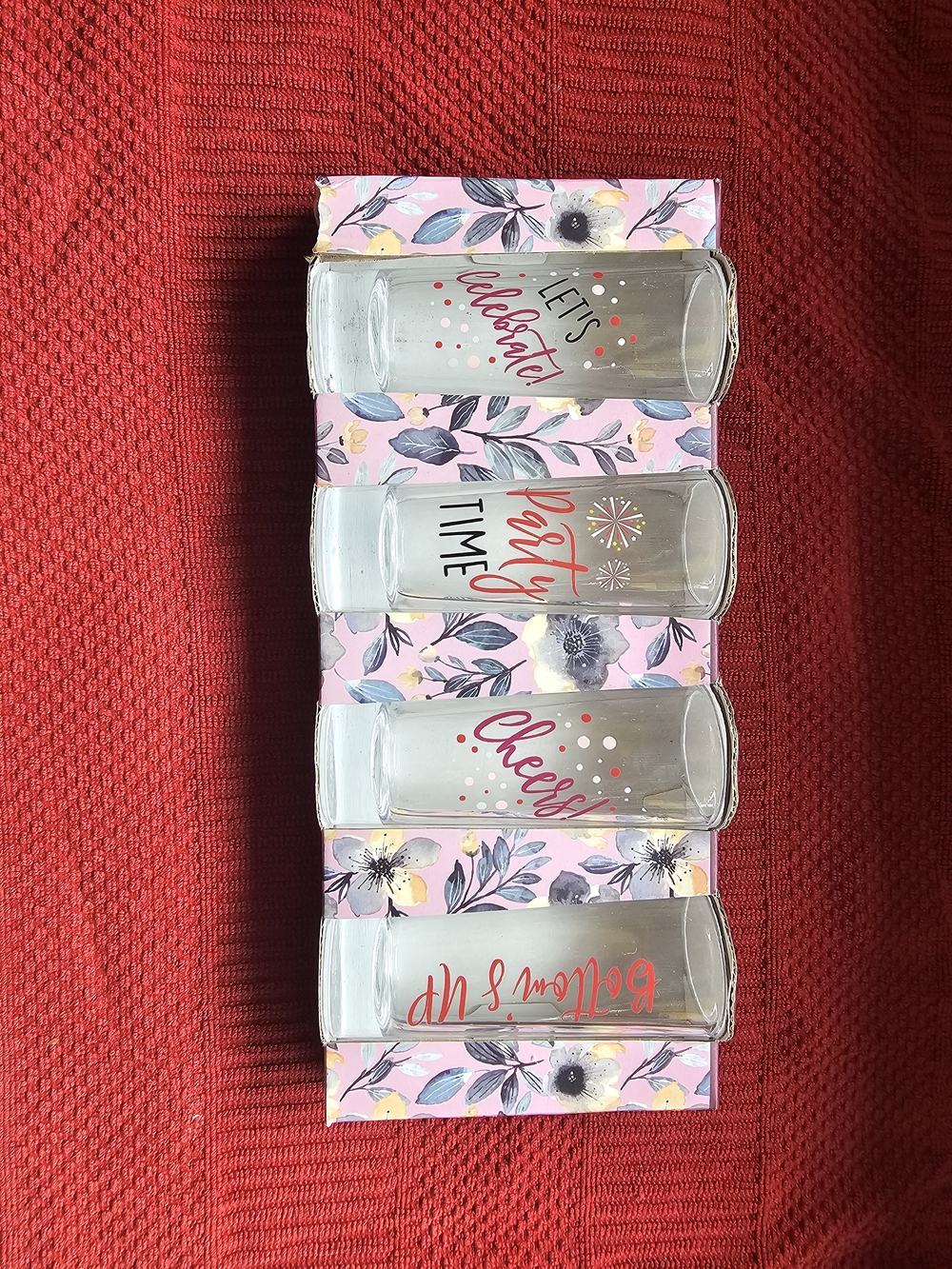 Celebrate Shot Glass Set - Pink Floral "Cheers" Design